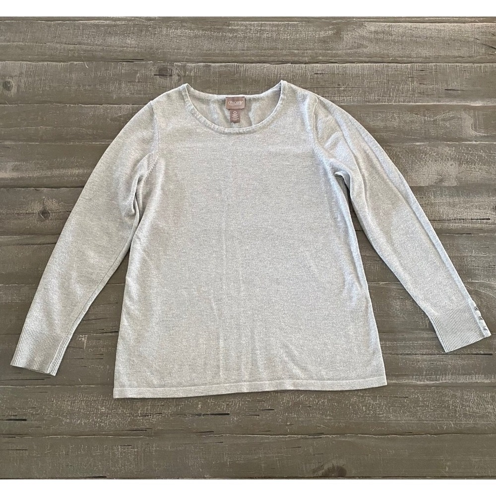 Chico's Sweater Size 0 U.S. Small Pullover Glitter Stretch Casual Minimalist‎